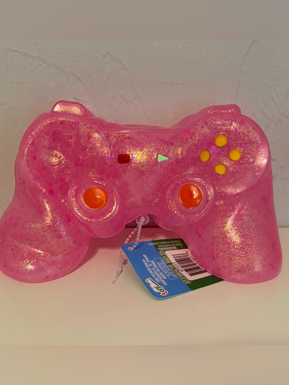 Pink Glitter Squeezy Jumbo Video Game Controller Squishy Toy
